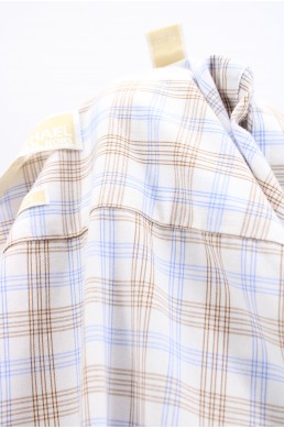 Chemise Michael Kors blanc beige bleu ciel vintage
