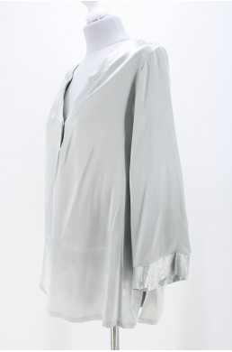 Chemise nuisette Oscar de la Renta Pink Label gris perle vintage