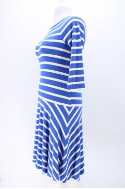 Robe Lauren by Ralph Lauren bleu roi et blanc en coton