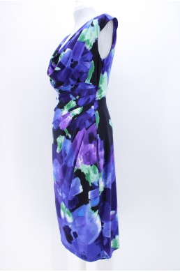 Robe doublée Lauren by Ralph Lauren bleu, violet et vert vintage