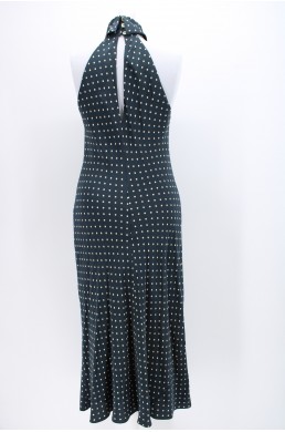 Robe doublée Lauren by Ralph Lauren gris foncé à pois crème