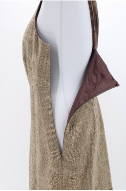 Robe Michael Kors marron beige effet métallisé vintage