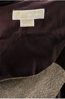 Robe Michael Kors marron beige effet métallisé label