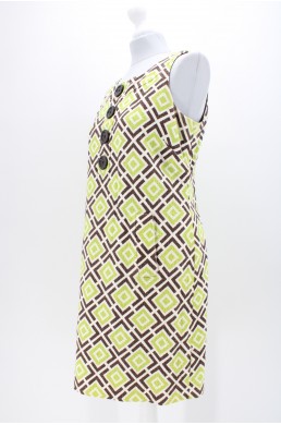 Robe doublée Michael by Michael Kors blanc, vert anis et marron vintage
