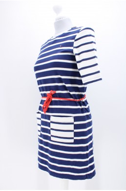 Robe Tommy Hilfiger blanc et bleu marine marinière