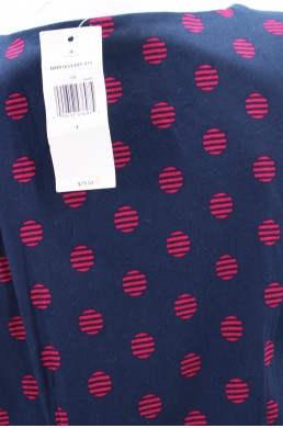 Robe Tommy Hilfiger bleu marine motif à pois rose en coton vintage
