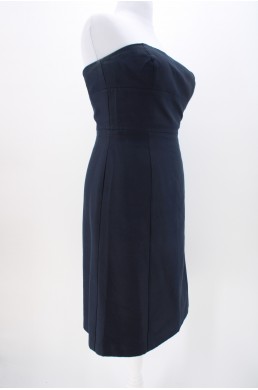Robe Ann Taylor bleu marine en soie et coton