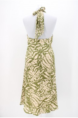 Robe doublée Donna Ricco New York kaki et beige