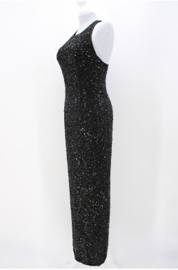 Robe perlée Laurence Kazar noir en soie
