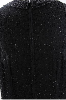 Robe perlée (beads) Laurence Kazar noir - Made in India en soie vintage