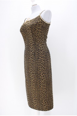 Robe Fendi Roma marron clair motif léopard - Made in Italy