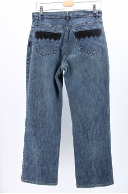 Pantalon Jean denim Simon Chang bleu avec broderie