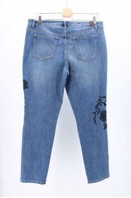 Pantalon Jean denim Vera Wang Skinny bleu avec broderies