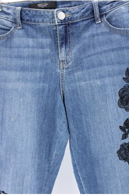 Pantalon Jean denim Vera Wang Skinny bleu en coton vintage