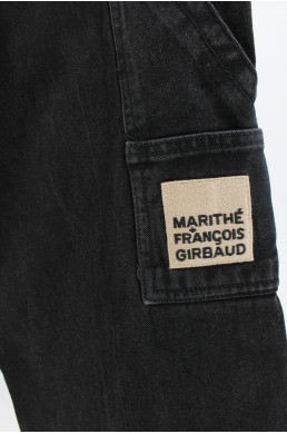 Pantalon Pantacourt jean denim Marithé + Francois Girbaud noir label