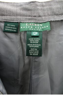 Pantalon Ralph Lauren Petite gris - Made in USA en laine vintage label