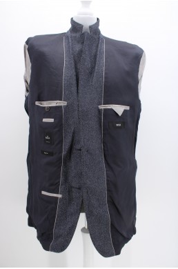 Veste Boss by Hugo Boss bleu chiné en laine vintage