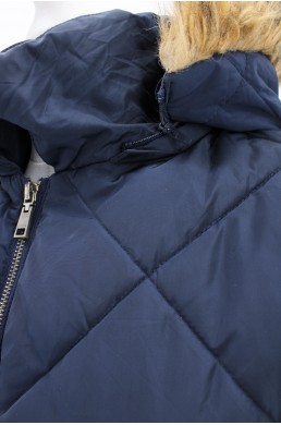 Blouson parka doudoune Tommy Hilfiger bleu marine col en fourrure amovible