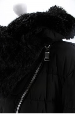 Blouson parka doudoune Calvin Klein noir type Bomber col en fourrure amovible