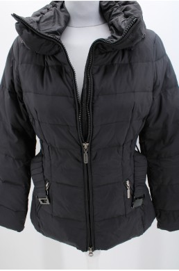Blouson parka doudoune Benetton noir capuche amovible