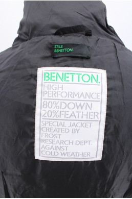 Blouson parka doudoune Benetton noir label