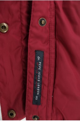 Blouson parka Original Pepe Jeans London bordeaux avec capuche amovible