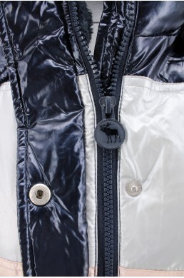 Blouson doudoune Abercrombie bleu marine, rose nacre et argent  zip