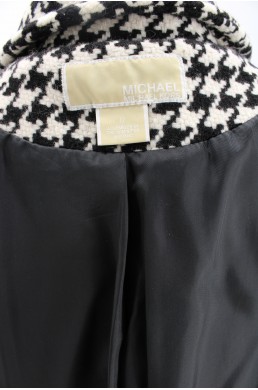 Manteau pied de poule Michael Kors noir et blanc label