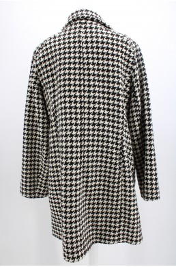 Manteau pied de poule Michael Kors noir et blanc
