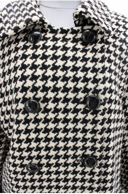 Manteau pied de poule Michael Kors noir et blanc bouton