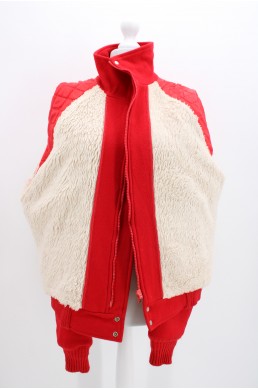 Manteau Sherpa Woolrich rouge style bomber en laine vintage Made in USA