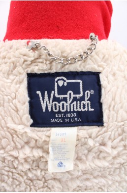 Manteau Sherpa Woolrich rouge style bomber - 100 % laine vierge - Made in USA label