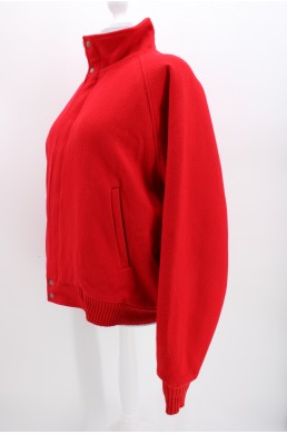Manteau Sherpa Woolrich rouge style bomber - 100 % laine vierge