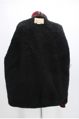 Manteau sherpa Woolrich noir et rouge - Made in USA - 100 % laine  doublure