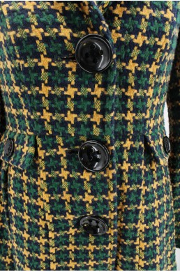 Manteau Beta House vert, bleu marine et beige bouton