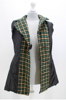 Manteau Beta House vert, bleu marine et beige en laine vintage