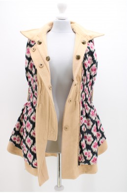 Manteau Cape Juicy Couture beige en laine et doublure en coton