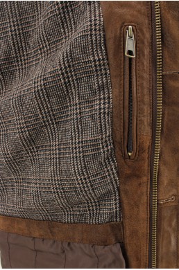 Blouson en cuir Johnston & Murphy marron vintage