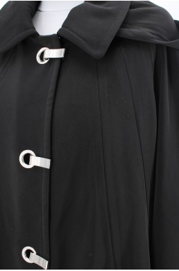 Manteau trench London Fog noir avec capuche bouton