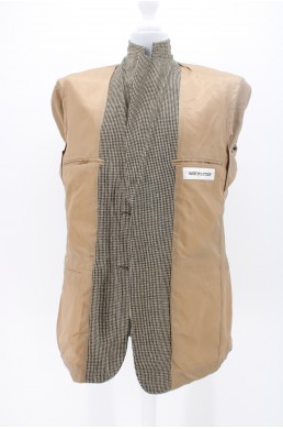 Veste Bert Pulitzer en soie vintage beige et noir